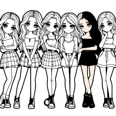 a group of girls realistic