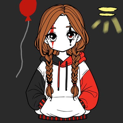 a realistic girl with a oversized hoodie and she has braids