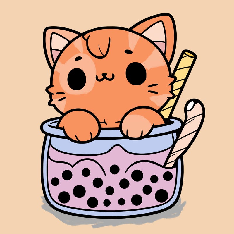 a cute cat in a boba
