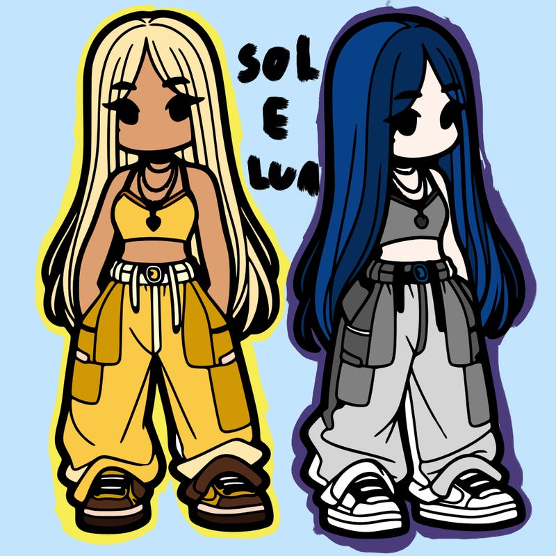 girl in baggy pants crop top and long hair