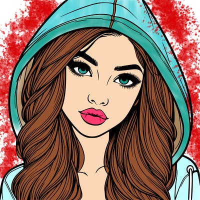 realistic beautiful girl with a hood on