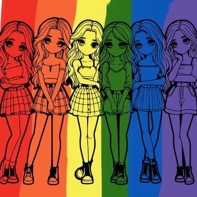 a group of girls realistic