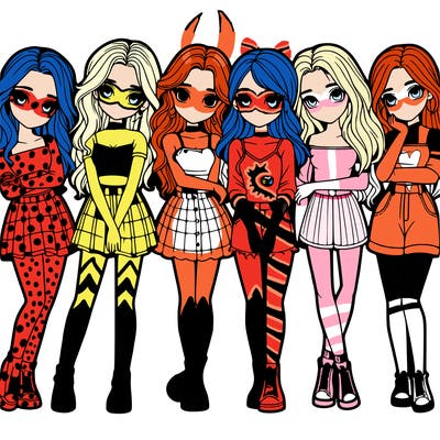 a group of girls realistic