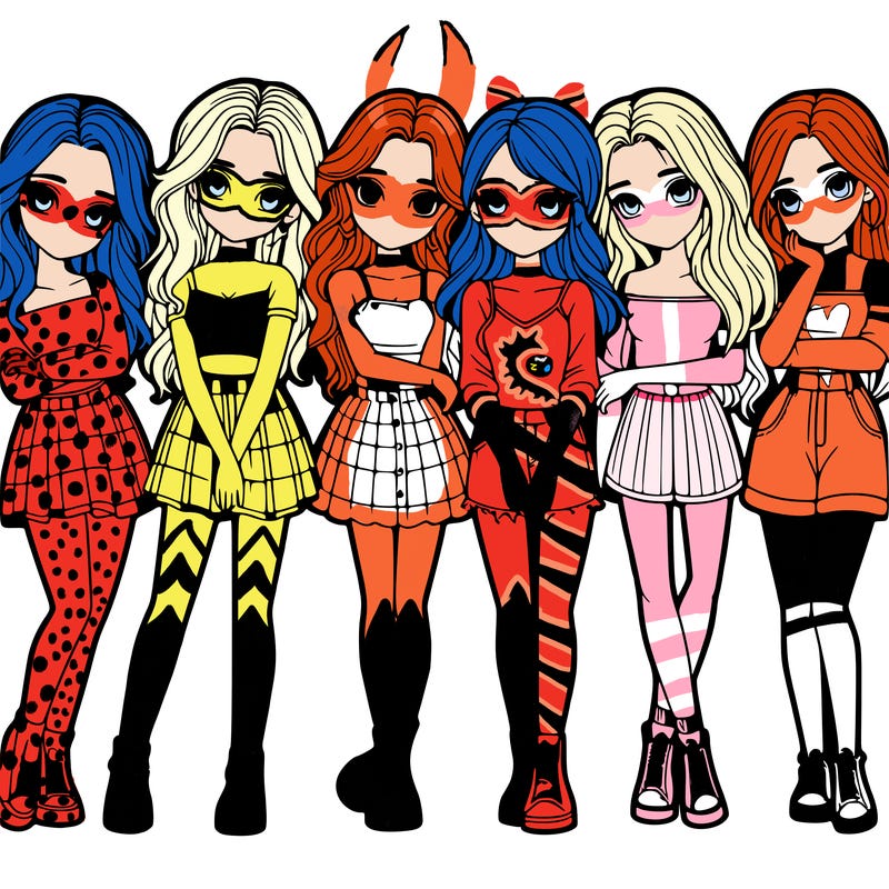 a group of girls realistic