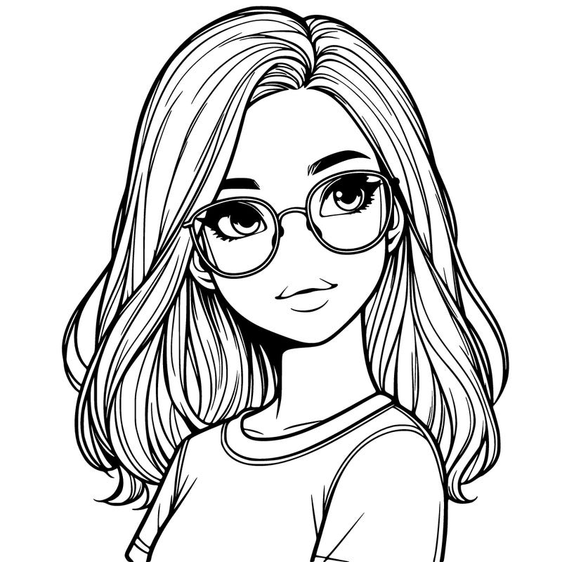 realistic girl with glasses