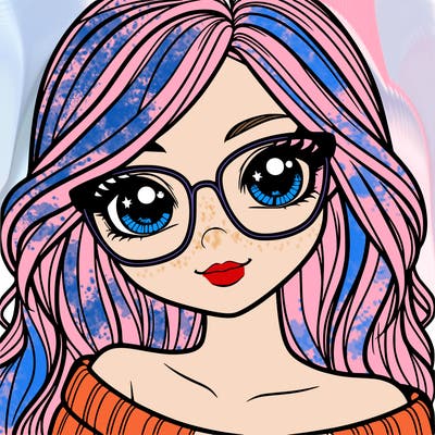 girl with beautiful eyes, hair, and glasses