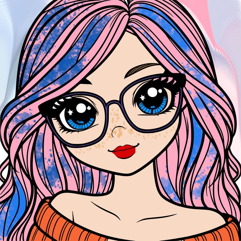 girl with beautiful eyes, hair, and glasses