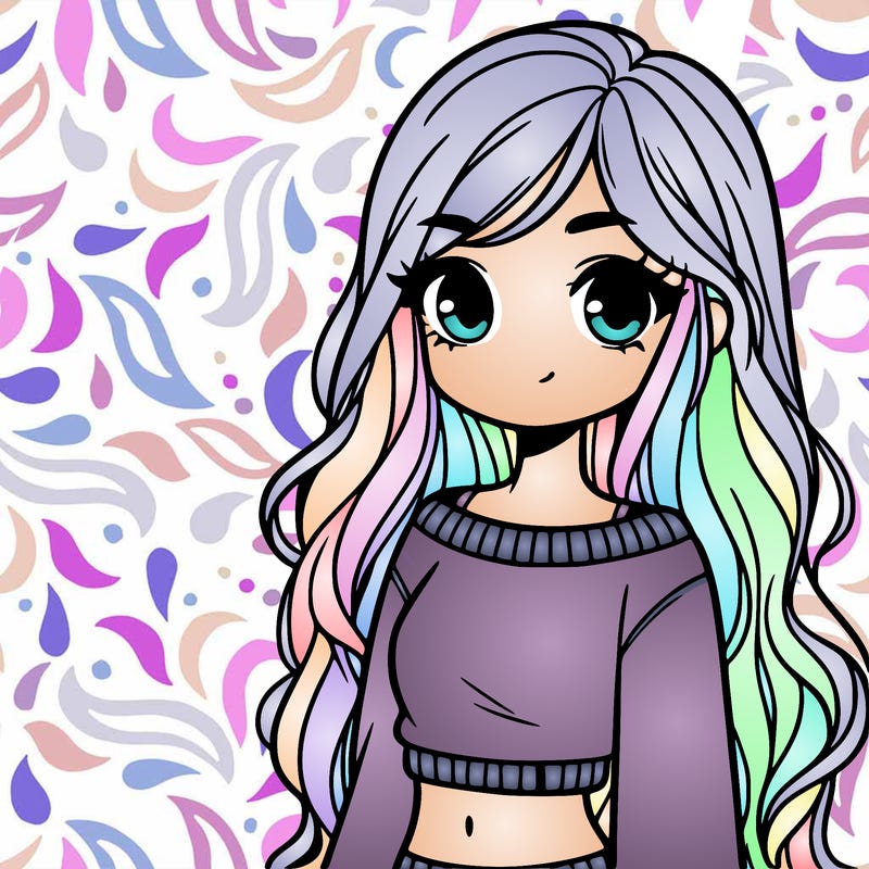 girl with long hair and a crop top with a sweater