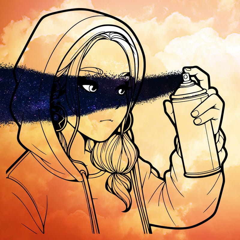 a realistic girl, spray painting