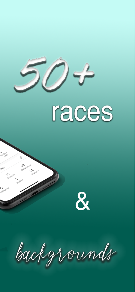 Écran de l'Application Compagnon 5e mettant en avant plus de cinquante races et origines pour la création de personnage