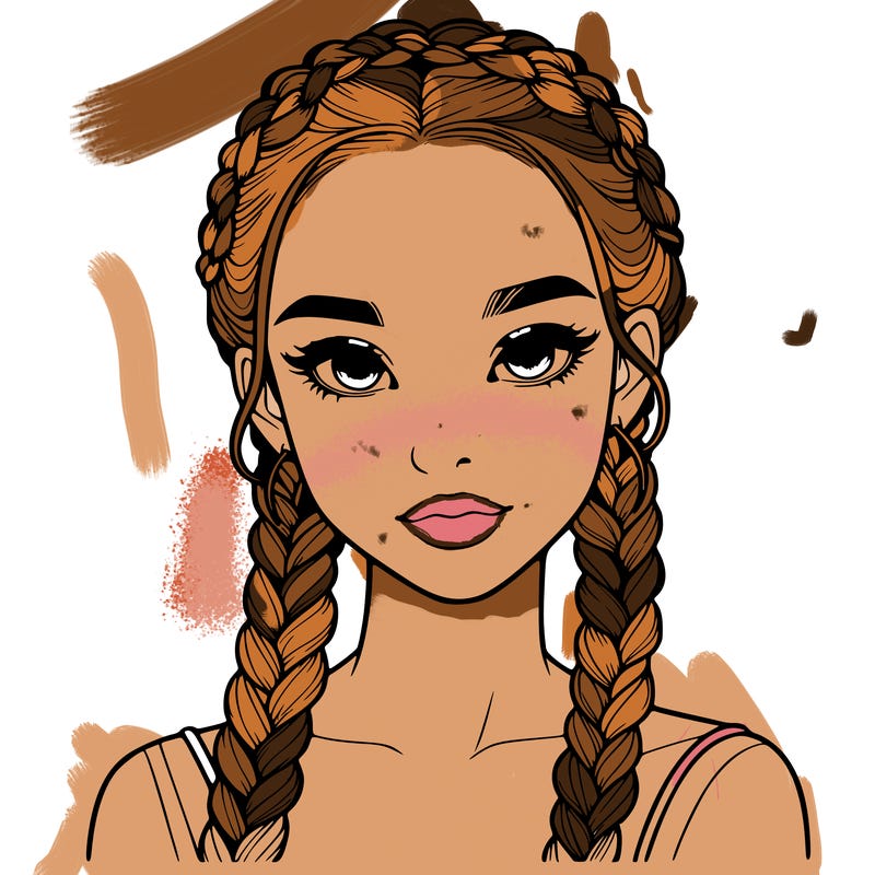 realistic girl with braids