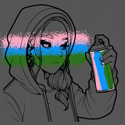 a realistic girl, spray painting