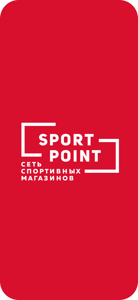 Logo de Sport Point sobre un fondo rojo para la app de compras de ropa deportiva