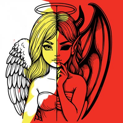 realistic angel half demon