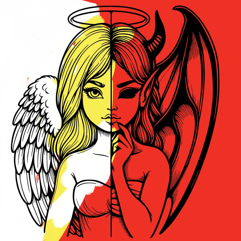 realistic angel half demon