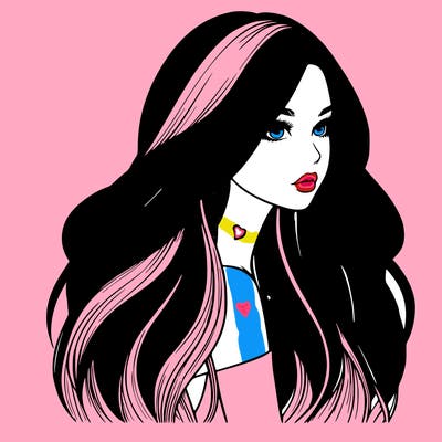 realistic girl with long realistic hair