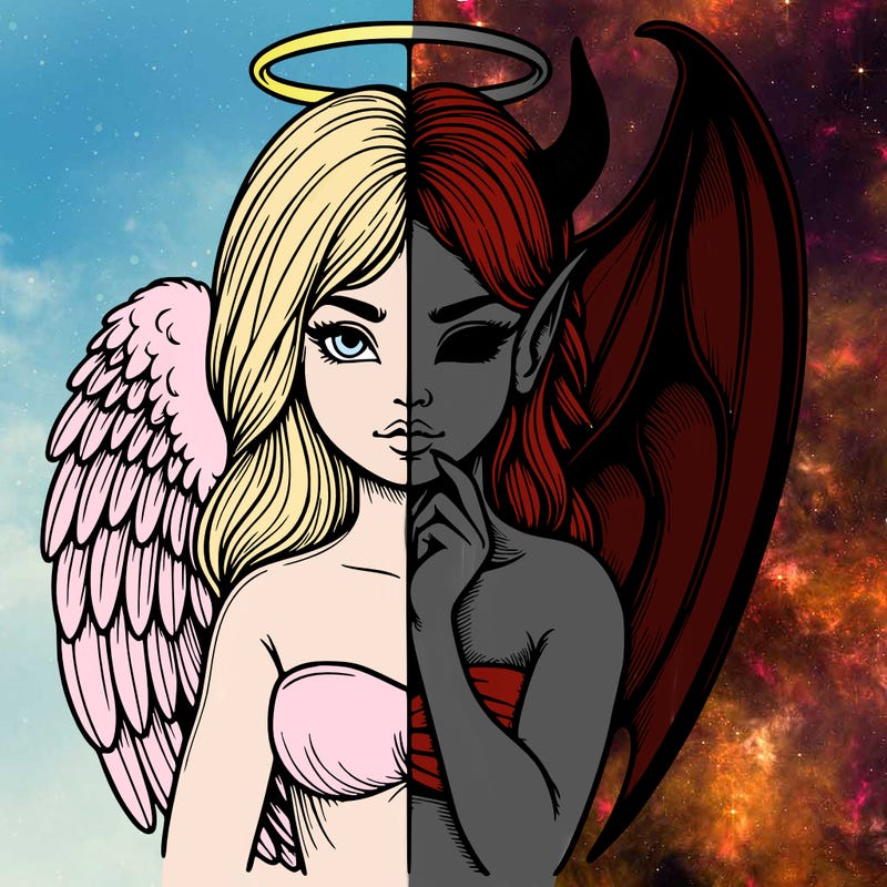 realistic angel half demon