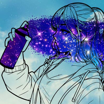 a realistic girl spray, painting