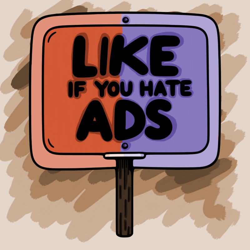 a sign that says like if you hate ads