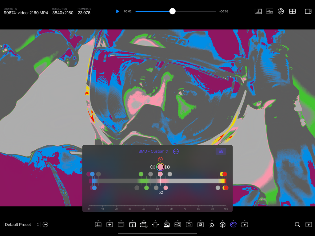 CineMon - CineMon professional video monitor interface showing the advanced false color exposure monitoring tool.