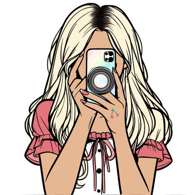 a realistic girl holding her phone taking pictures