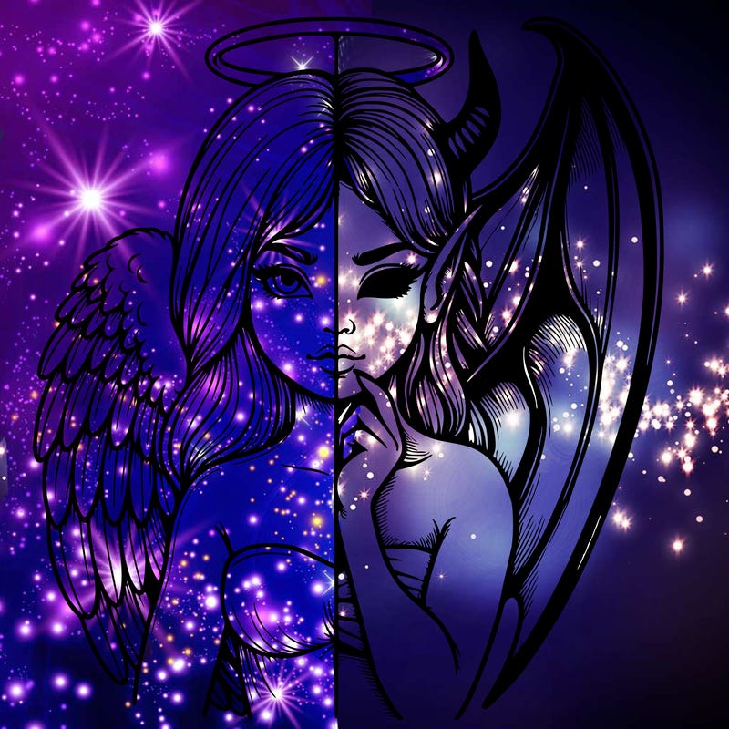 realistic angel half demon