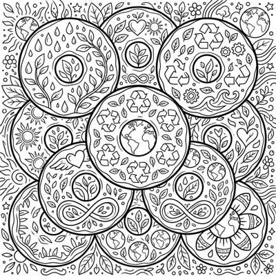 Indulge your sweet tooth and your eco-conscious spirit with this delightful Earth Day Glazed Doughnuts coloring page. Featuring intricate designs of nature, recycling, and our planet, it's a perfect blend of fun and environmental awareness.
