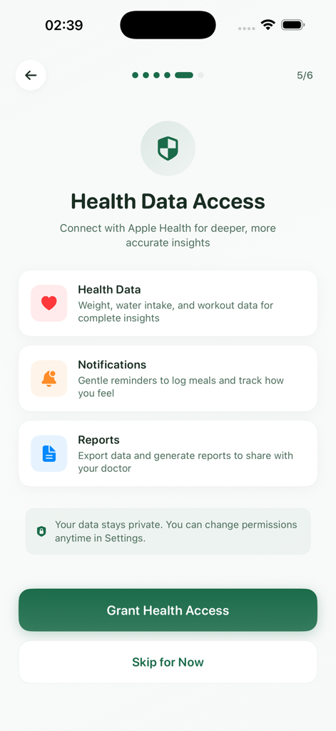 GutCheck — Gut Health Tracker - GutCheck app health data access permission screen for Apple Health integration