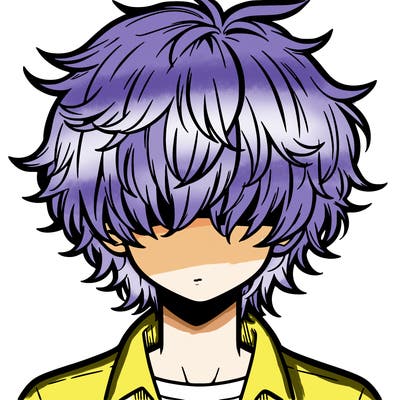 manga boy fluffy hair covering his eyes