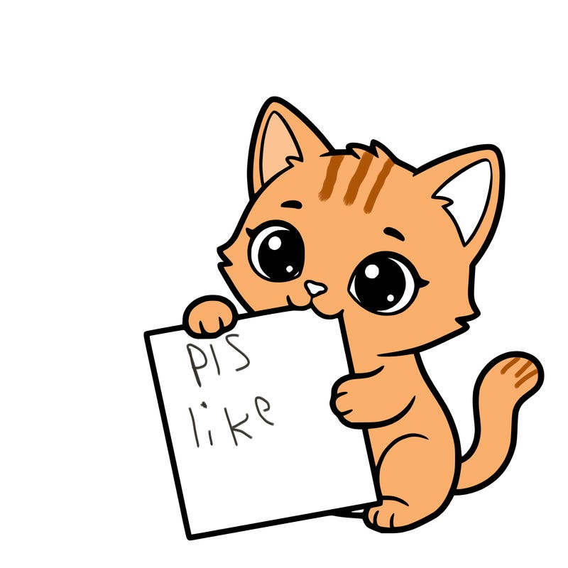 a small cat with a blank sheet of paper in its hand. the cat is sooooooo cute!