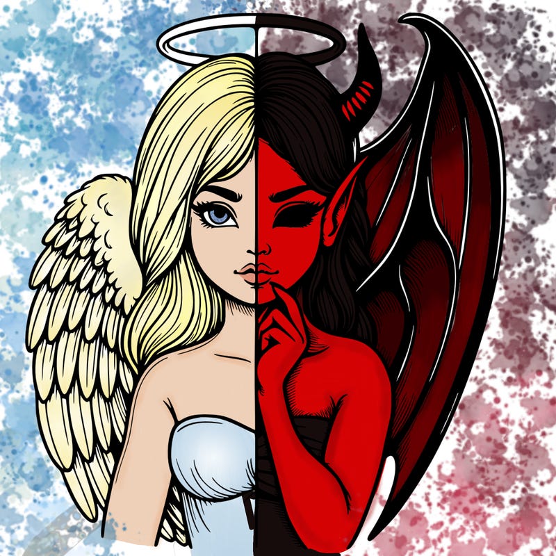 realistic angel half demon