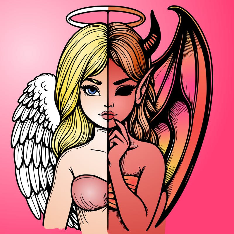 realistic angel half demon