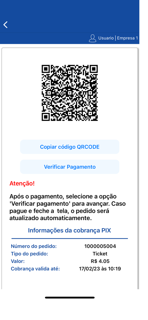QR code for PIX payment of a transit ticket in the SI.GO app