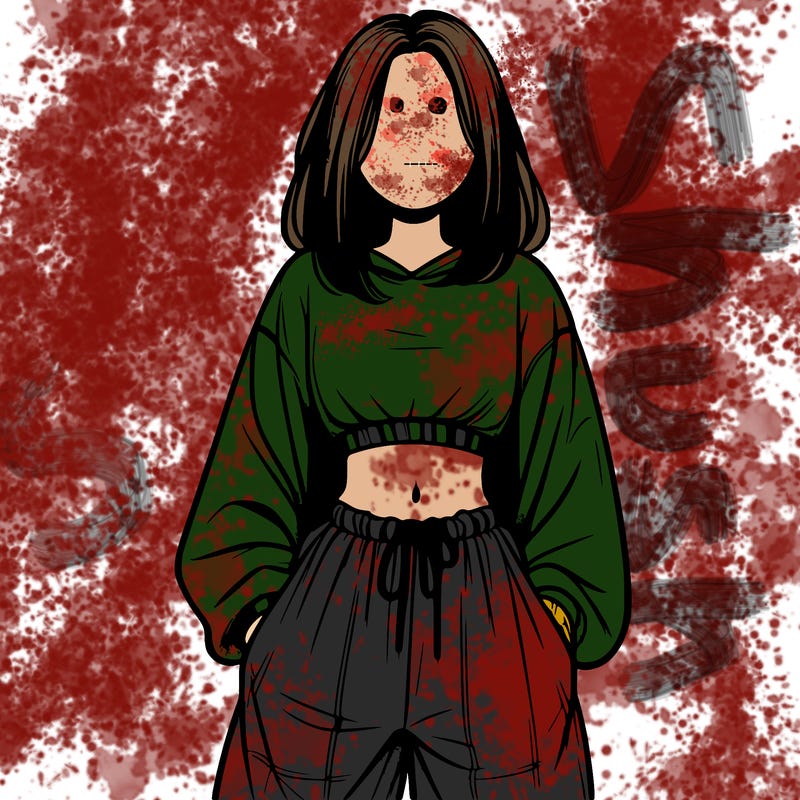 realistic girl faceless with baggy pants and a crop top