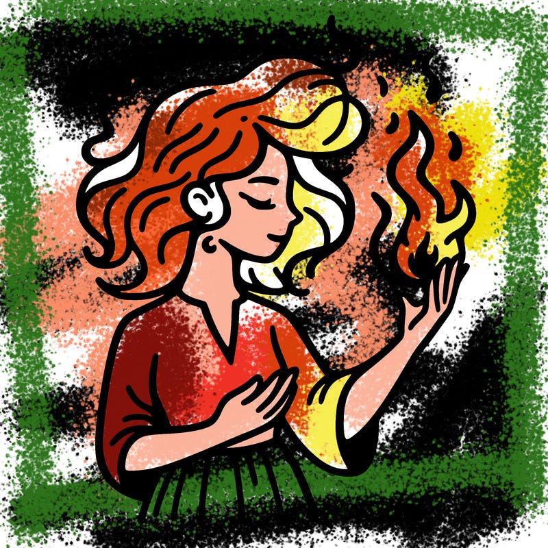 woman with fire