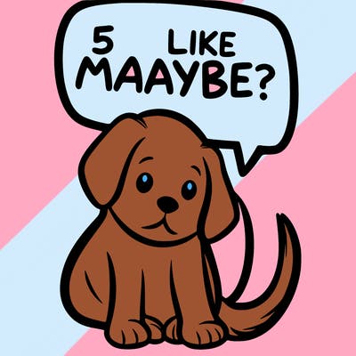 a puppy that says 5 like maybe