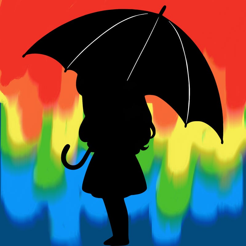 lonely girl holding black umbrella