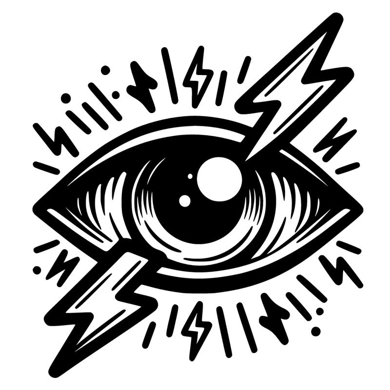 realistic eye with lightning bolts