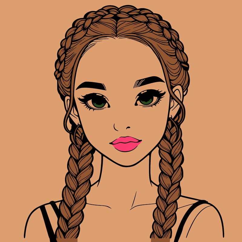 realistic girl with braids