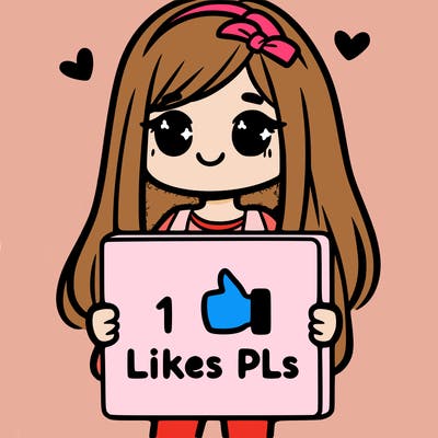 girl holding a sign saying 10 likes pls
