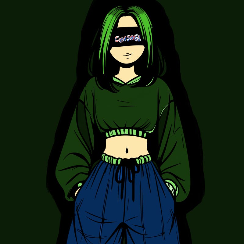 realistic girl faceless with baggy pants and a crop top