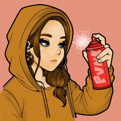 a realistic girl, spray painting