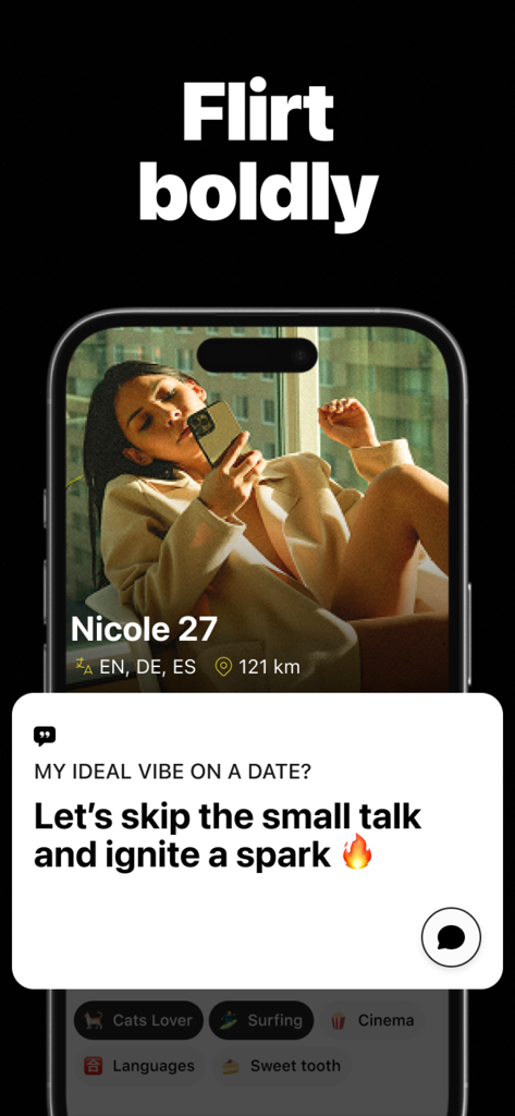 Spark: Anonymous Chat - Interface of Spark anonymous chat app featuring a user profile and an icebreaker prompt