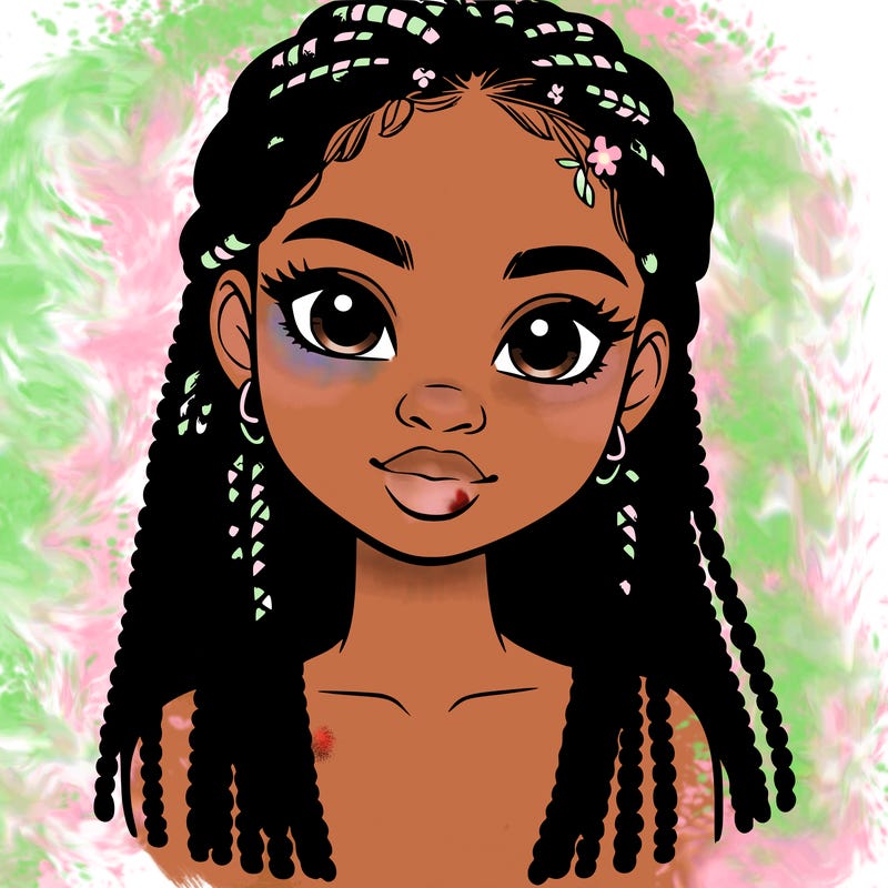 a realistic black girl with braids