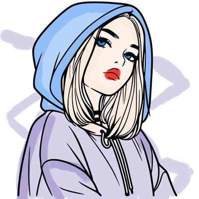 a realistic girl in a hoodie