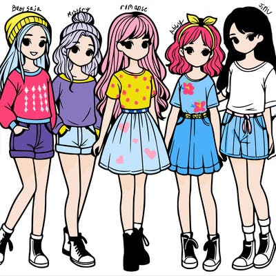 a group of five girls