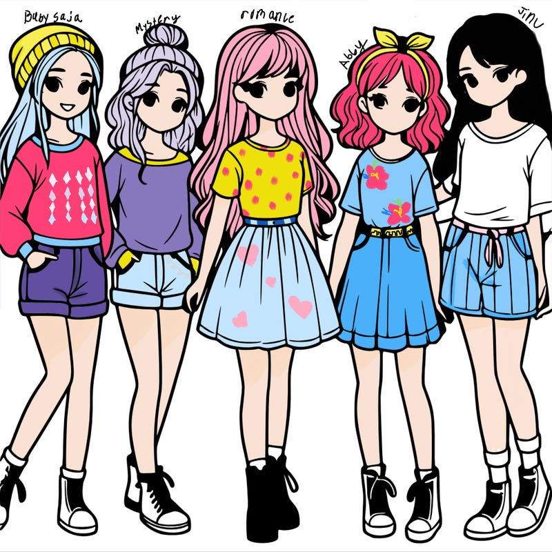 a group of five girls