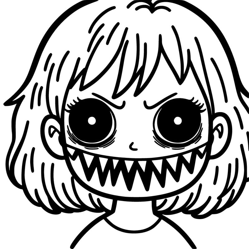 a girl with scary face