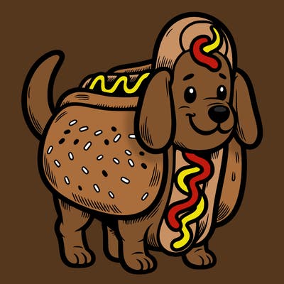 wiener dog with a hot dog costume on