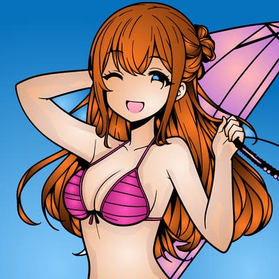 manga girl in bikini